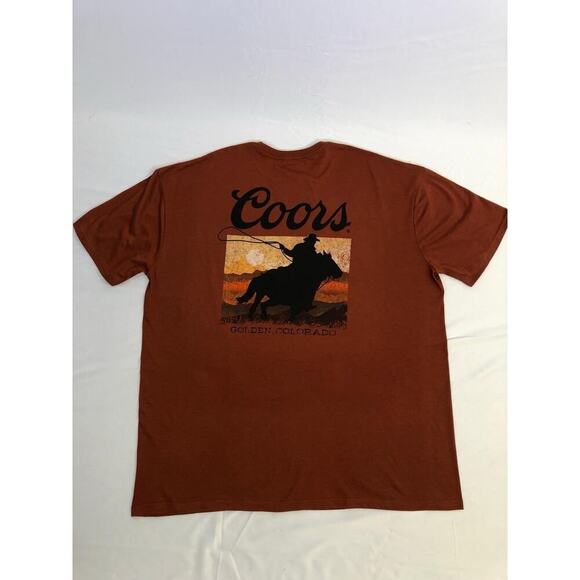 Coors Sunset in Golden Colorado Front and Back Print T-Shirt Size 2XL Brown - Picture 9 of 9